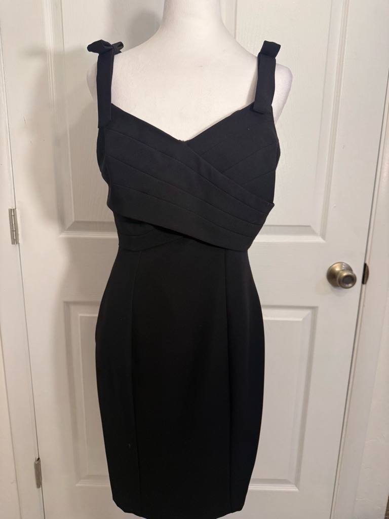 Posh Couture Black Cocktail Dress With Tie-Shoulder Straps